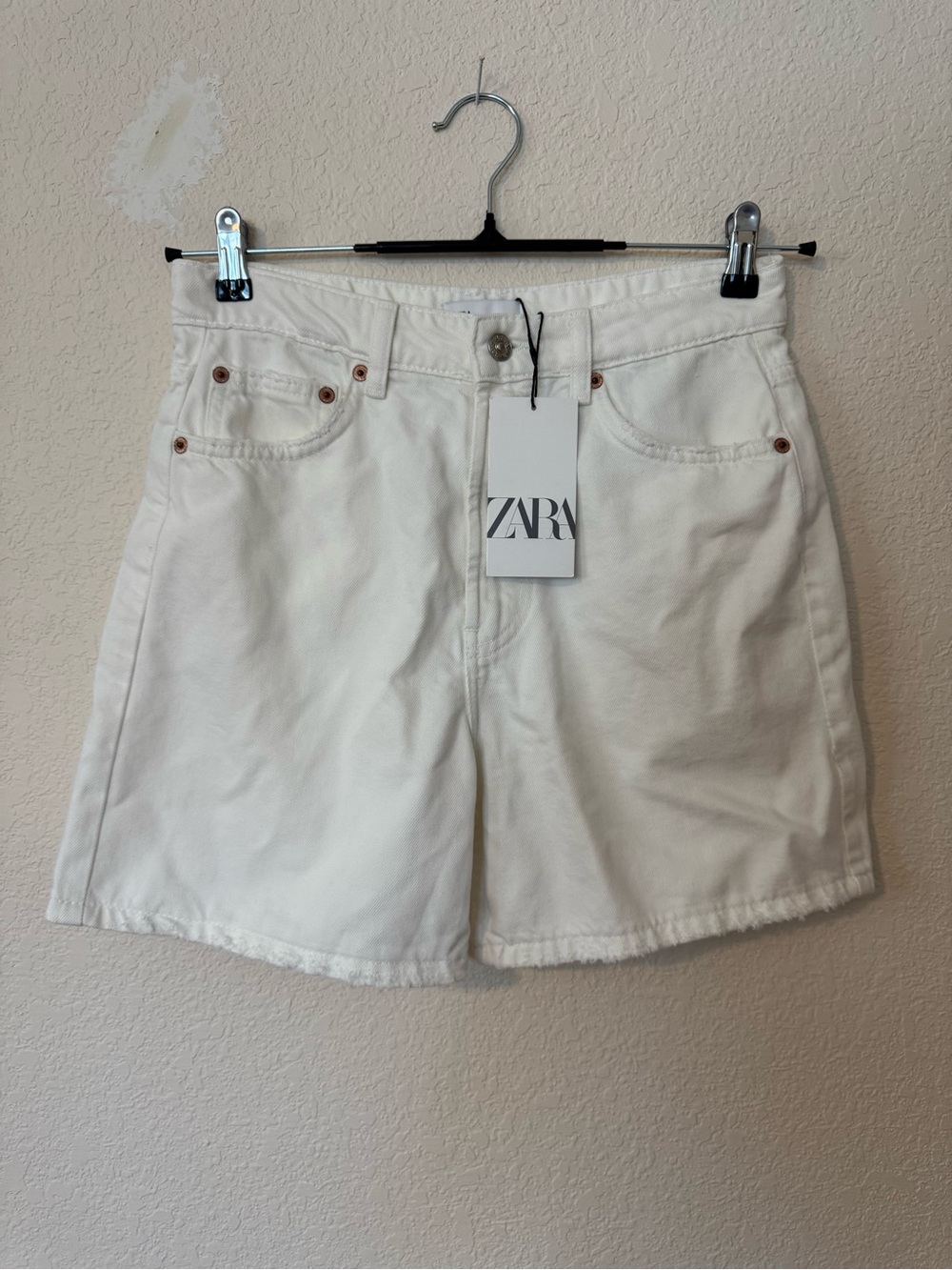 NWT Zara white denim shorts 8